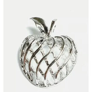 Vintage GERRYS Open Work Dome Shaped Apple Silver Tone Brooch Pin / Pendant